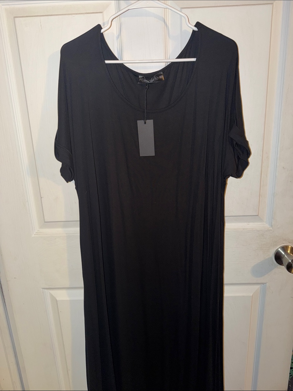 Black Maxi Dress with Scoop Neck FOXBLOOD